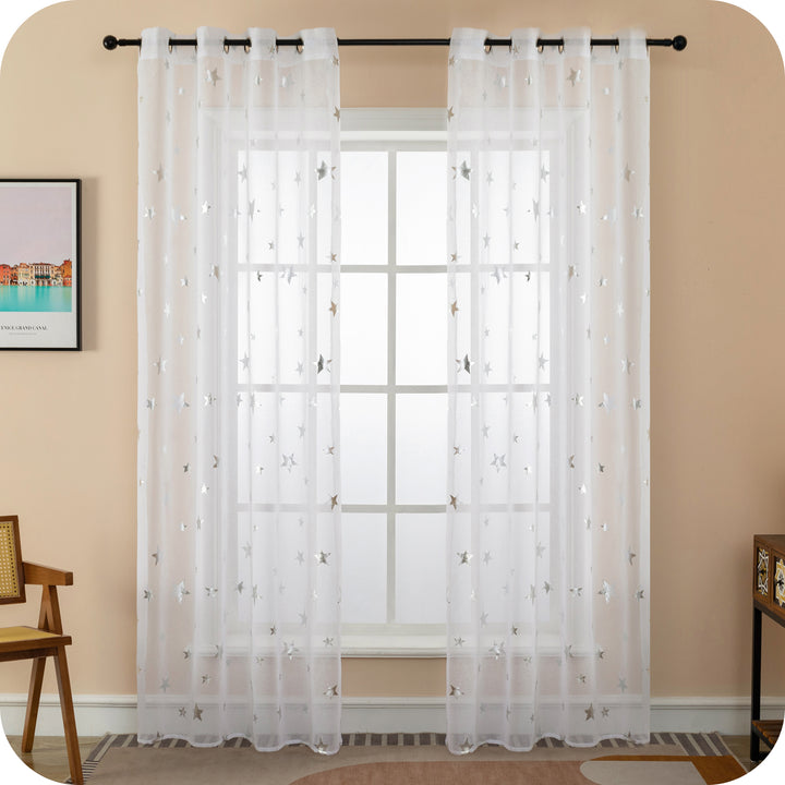 TENDA VOILE FILTRANTE FANTASIA STELLE 1 PANNELLO 140X290CM ARGENTO
