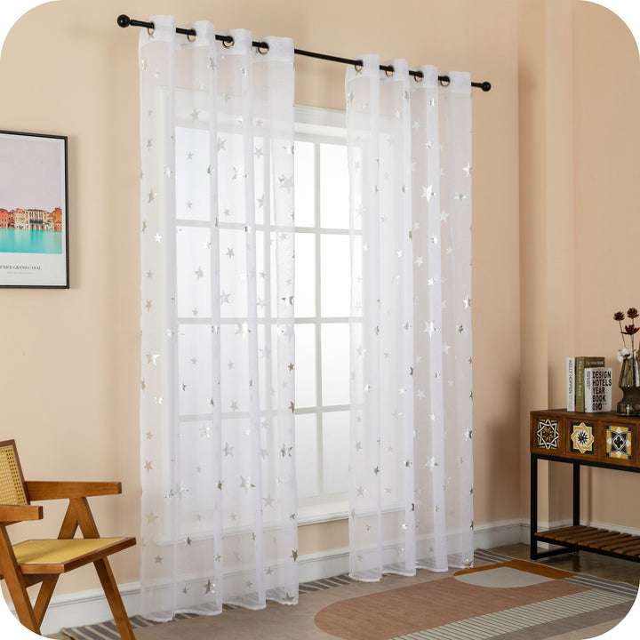 TENDA VOILE FILTRANTE FANTASIA STELLE 1 PANNELLO 140X290CM ARGENTO