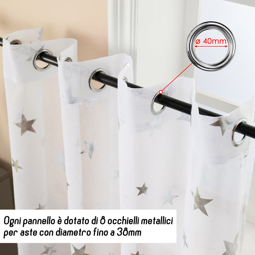 TENDA VOILE FILTRANTE FANTASIA STELLE 1 PANNELLO 140X145CM ARGENTO