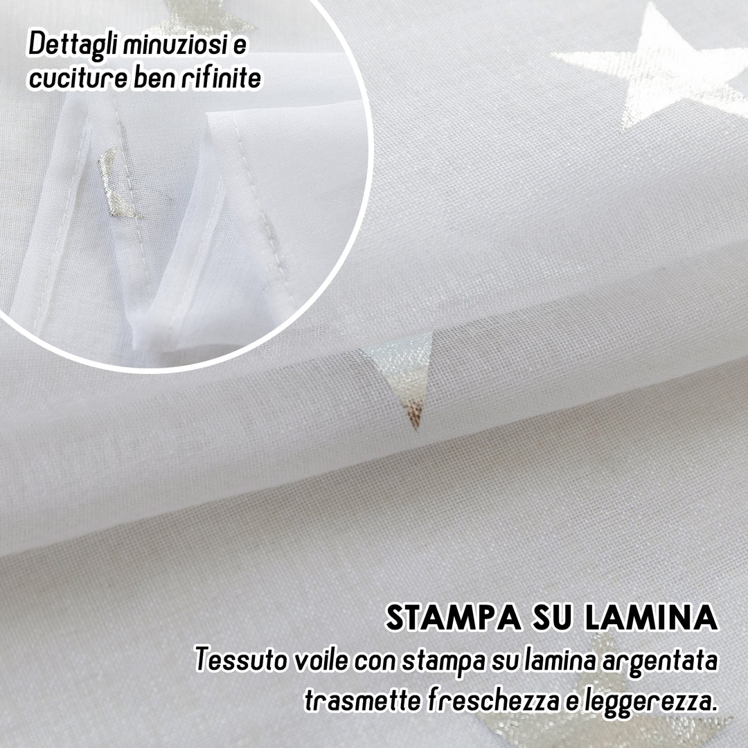 TENDA VOILE FILTRANTE FANTASIA STELLE 1 PANNELLO 140X145CM ARGENTO