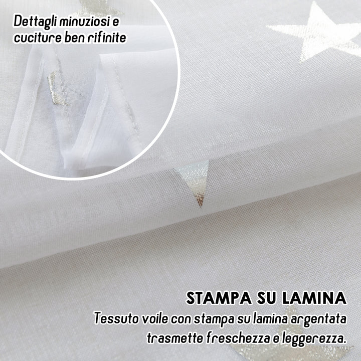 TENDA VOILE FILTRANTE FANTASIA STELLE 1 PANNELLO 140X145CM ARGENTO