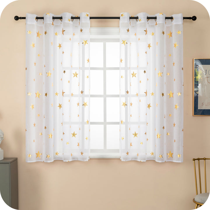 TENDA VOILE FILTRANTE FANTASIA STELLE 1 PANNELLO 140X145CM ORO