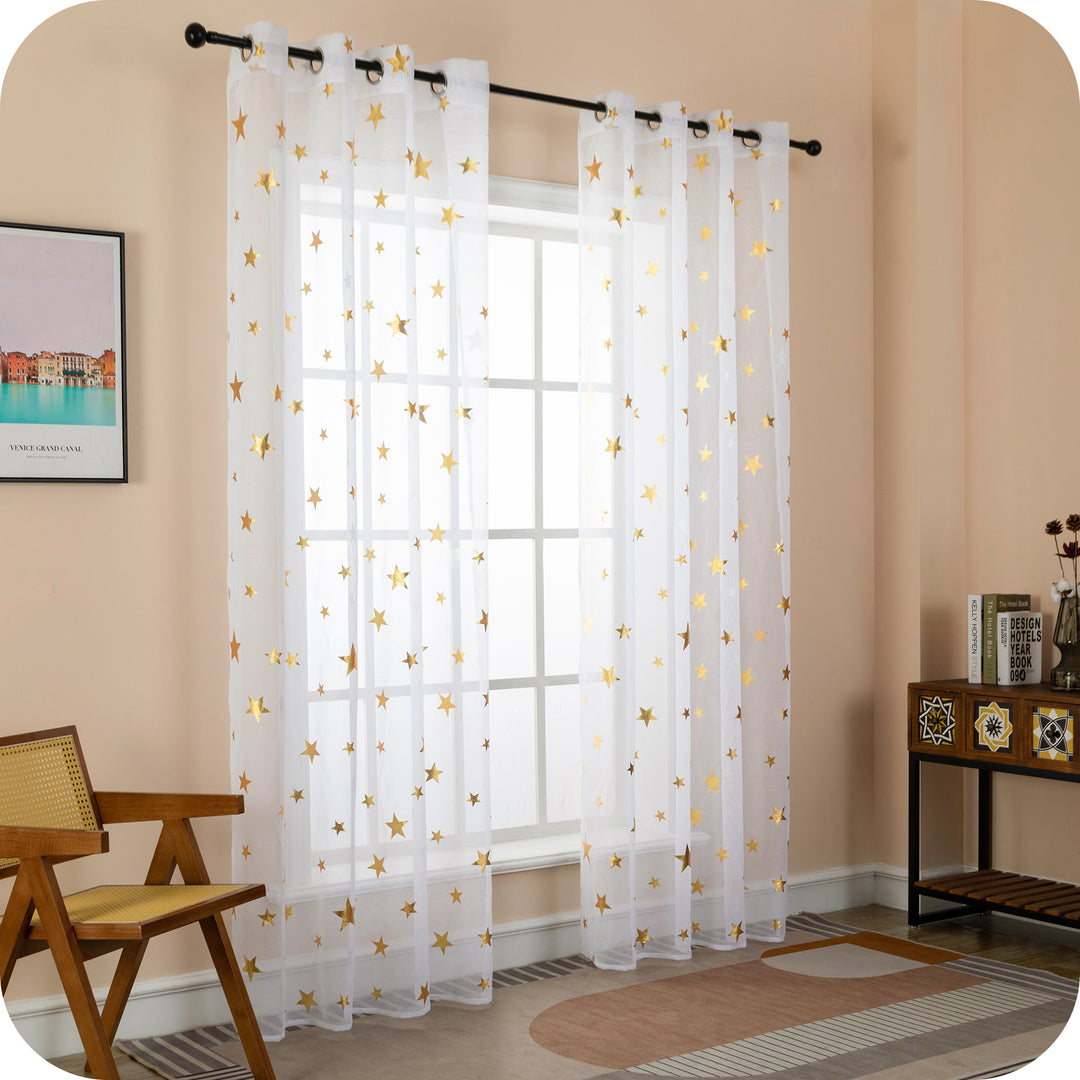 TENDA VOILE FILTRANTE FANTASIA STELLE 1 PANNELLO 140X290CM ORO