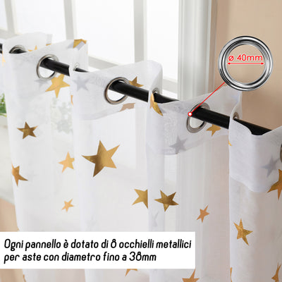 TENDA VOILE FILTRANTE FANTASIA STELLE 140X290CM ORO