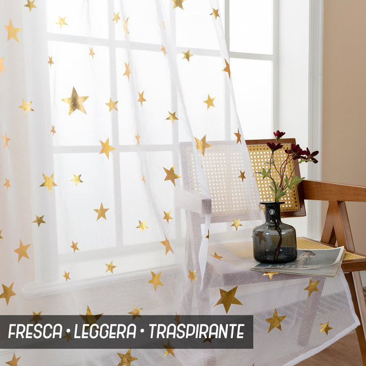 TENDA VOILE FILTRANTE FANTASIA STELLE 1 PANNELLO 140X290CM ORO