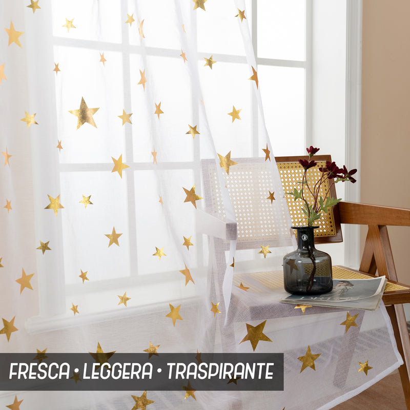 TENDA VOILE FILTRANTE FANTASIA STELLE 140X235CM ORO