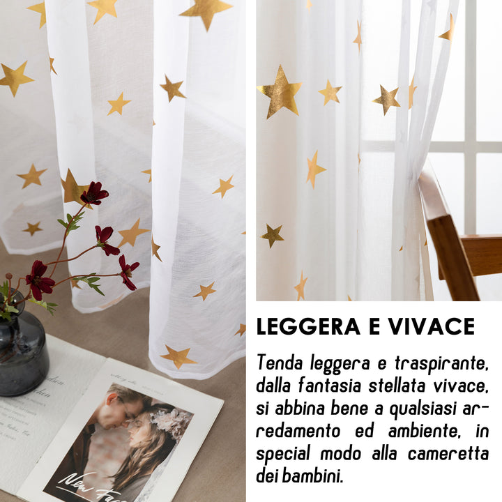 TENDA VOILE FILTRANTE FANTASIA STELLE 1 PANNELLO 140X145CM ORO