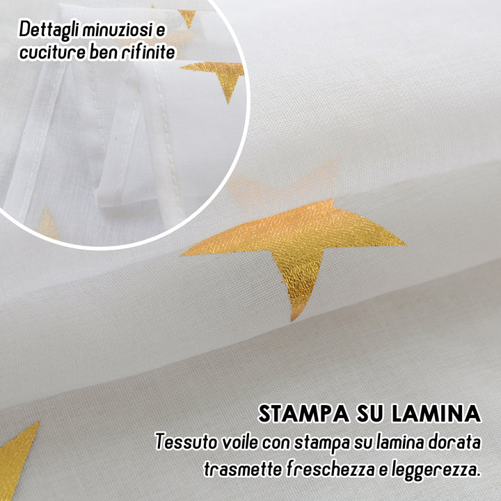 TENDA VOILE FILTRANTE FANTASIA STELLE 1 PANNELLO 140X145CM ORO