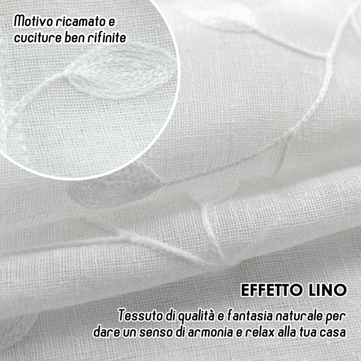 TENDA BALI FILTRANTE IN SIMIL LINO FANTASIA RAMPICANTI 1 PANNELLO 140X285CM BIANCO