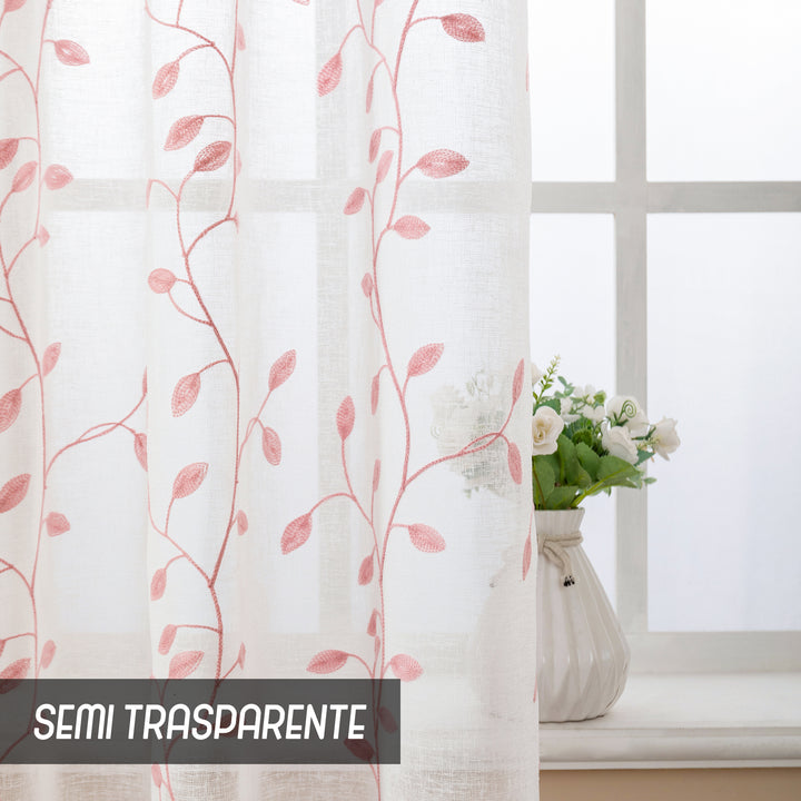 TENDA BALI FILTRANTE IN SIMIL LINO FANTASIA RAMPICANTI 1 PANNELLO 140X150CM ROSA