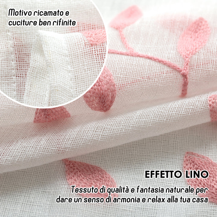 TENDA BALI FILTRANTE IN SIMIL LINO FANTASIA RAMPICANTI 1 PANNELLO 140X150CM ROSA