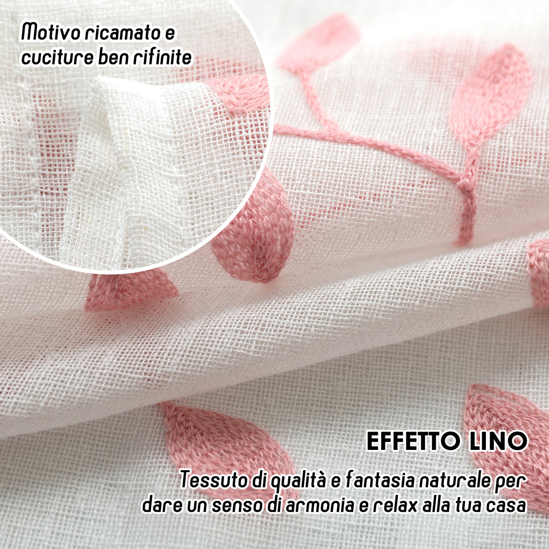COPPIA TENDE BALI FILTRANTI IN SIMIL LINO FANTASIA RAMPICANTI 2X70X240CM ROSA