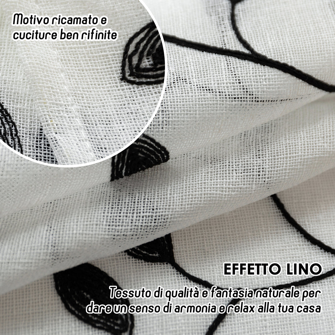 TENDA BALI FILTRANTE IN SIMIL LINO FANTASIA RAMPICANTI 1 PANNELLO 140X240CM NERO