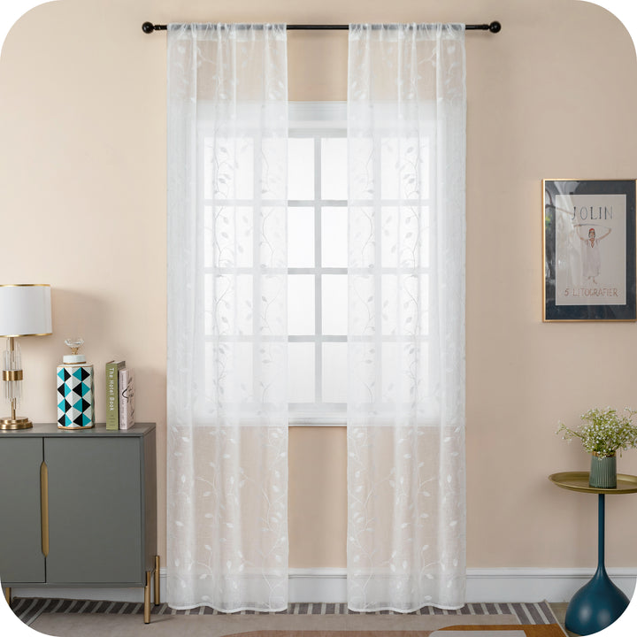 COPPIA TENDE BALI FILTRANTI IN SIMIL LINO FANTASIA RAMPICANTI 2X70X240CM BIANCO