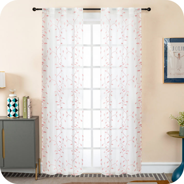 COPPIA TENDE BALI FILTRANTI IN SIMIL LINO FANTASIA RAMPICANTI 2X70X240CM ROSA