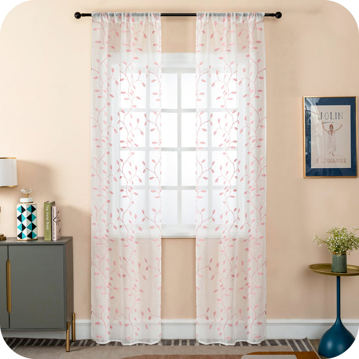 COPPIA TENDE BALI FILTRANTI IN SIMIL LINO FANTASIA RAMPICANTI 2X70X240CM ROSA