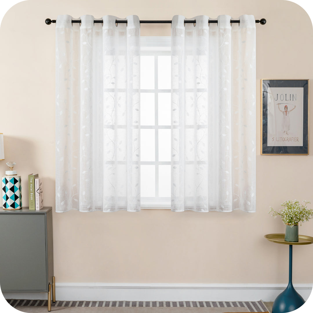 TENDA BALI FILTRANTE IN SIMIL LINO FANTASIA RAMPICANTI 1 PANNELLO 140X150CM BIANCO