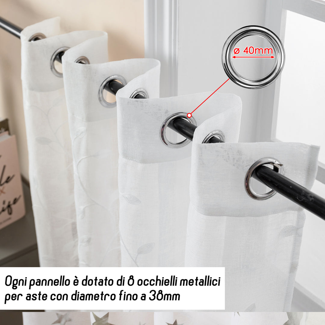 TENDA BALI FILTRANTE IN SIMIL LINO FANTASIA RAMPICANTI 1 PANNELLO 140X150CM BIANCO