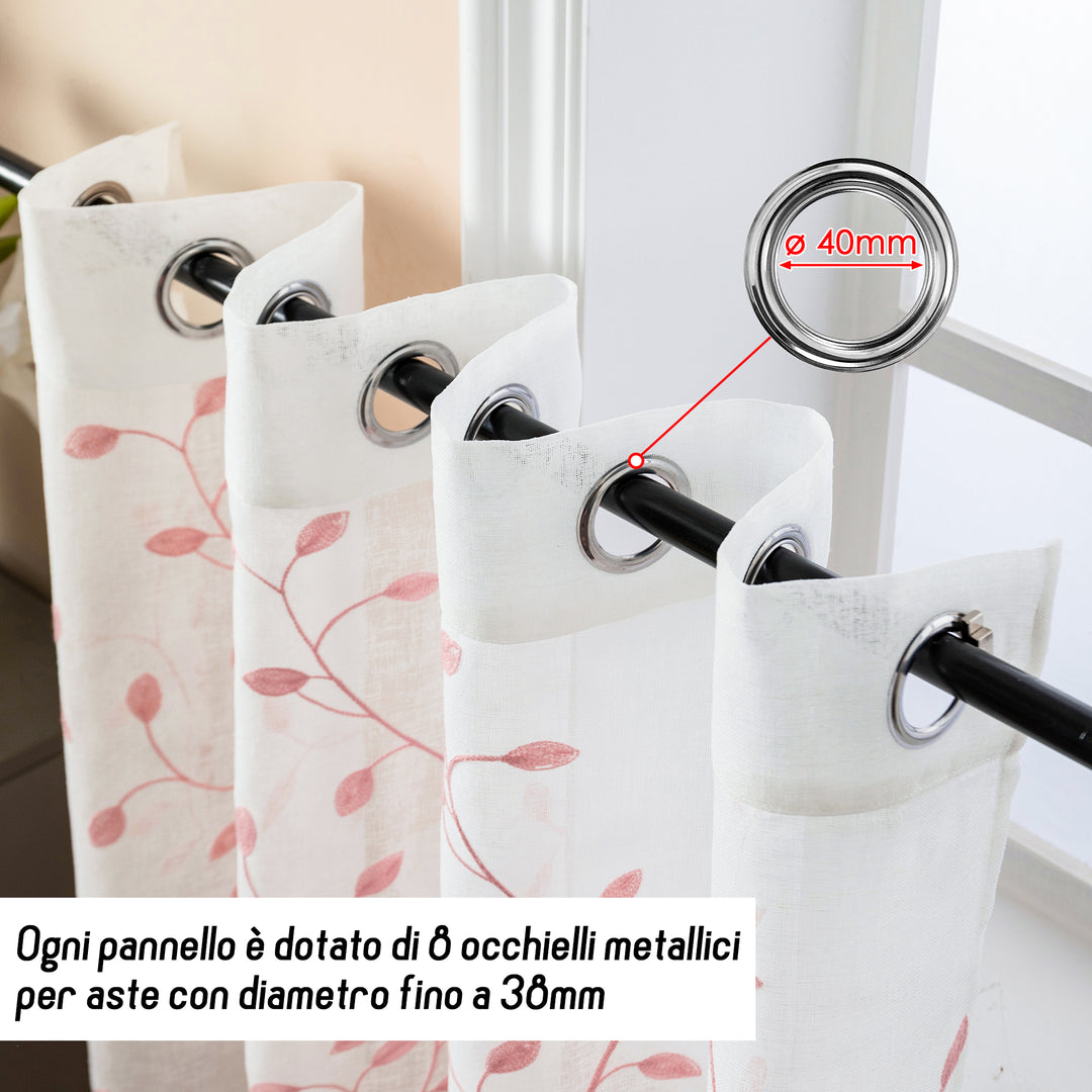 TENDA BALI FILTRANTE IN SIMIL LINO FANTASIA RAMPICANTI 1 PANNELLO 140X240CM ROSA