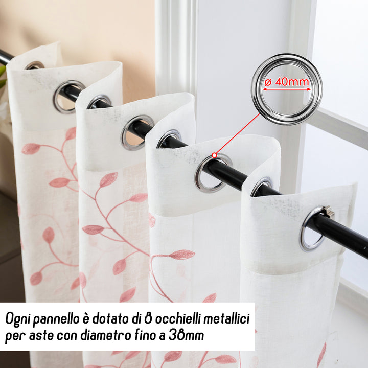 TENDA BALI FILTRANTE IN SIMIL LINO FANTASIA RAMPICANTI 1 PANNELLO 140X285CM ROSA