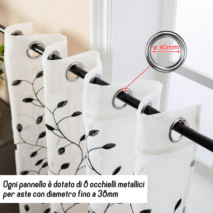 TENDA BALI FILTRANTE IN SIMIL LINO FANTASIA RAMPICANTI 1 PANNELLO 140X150CM NERO