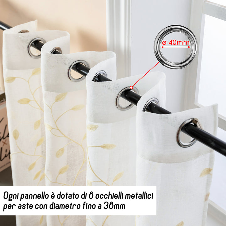 TENDA BALI FILTRANTE IN SIMIL LINO FANTASIA RAMPICANTI 1 PANNELLO 140X285CM CREMA