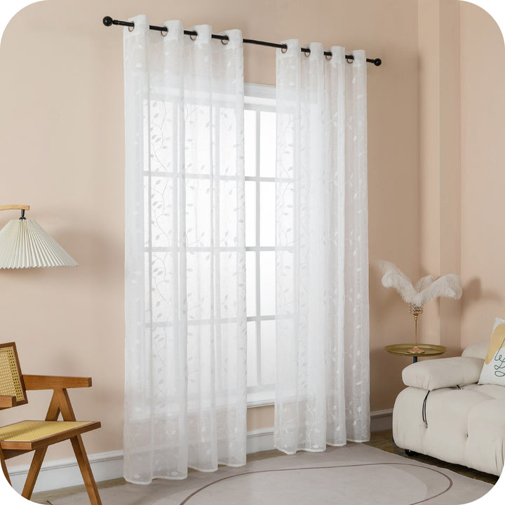 TENDA BALI FILTRANTE IN SIMIL LINO FANTASIA RAMPICANTI 1 PANNELLO 140X240CM BIANCO