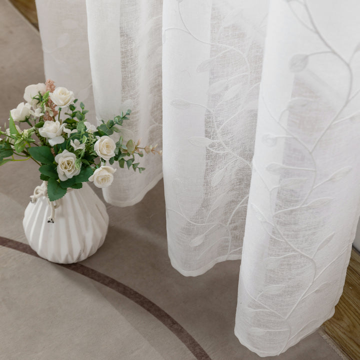 TENDA BALI FILTRANTE IN SIMIL LINO FANTASIA RAMPICANTI 1 PANNELLO 140X285CM BIANCO