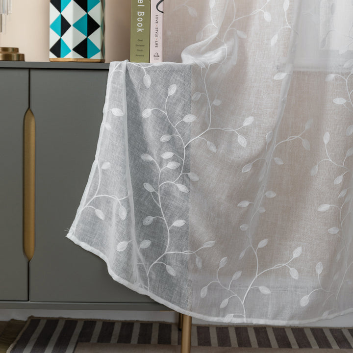 TENDA BALI FILTRANTE IN SIMIL LINO FANTASIA RAMPICANTI 1 PANNELLO 140X285CM BIANCO