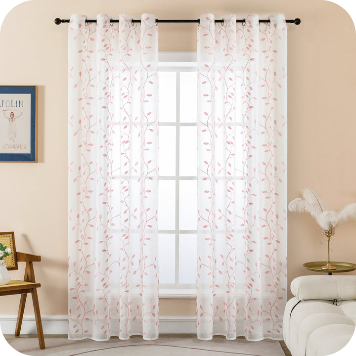TENDA BALI FILTRANTE IN SIMIL LINO FANTASIA RAMPICANTI 1 PANNELLO 140X285CM ROSA