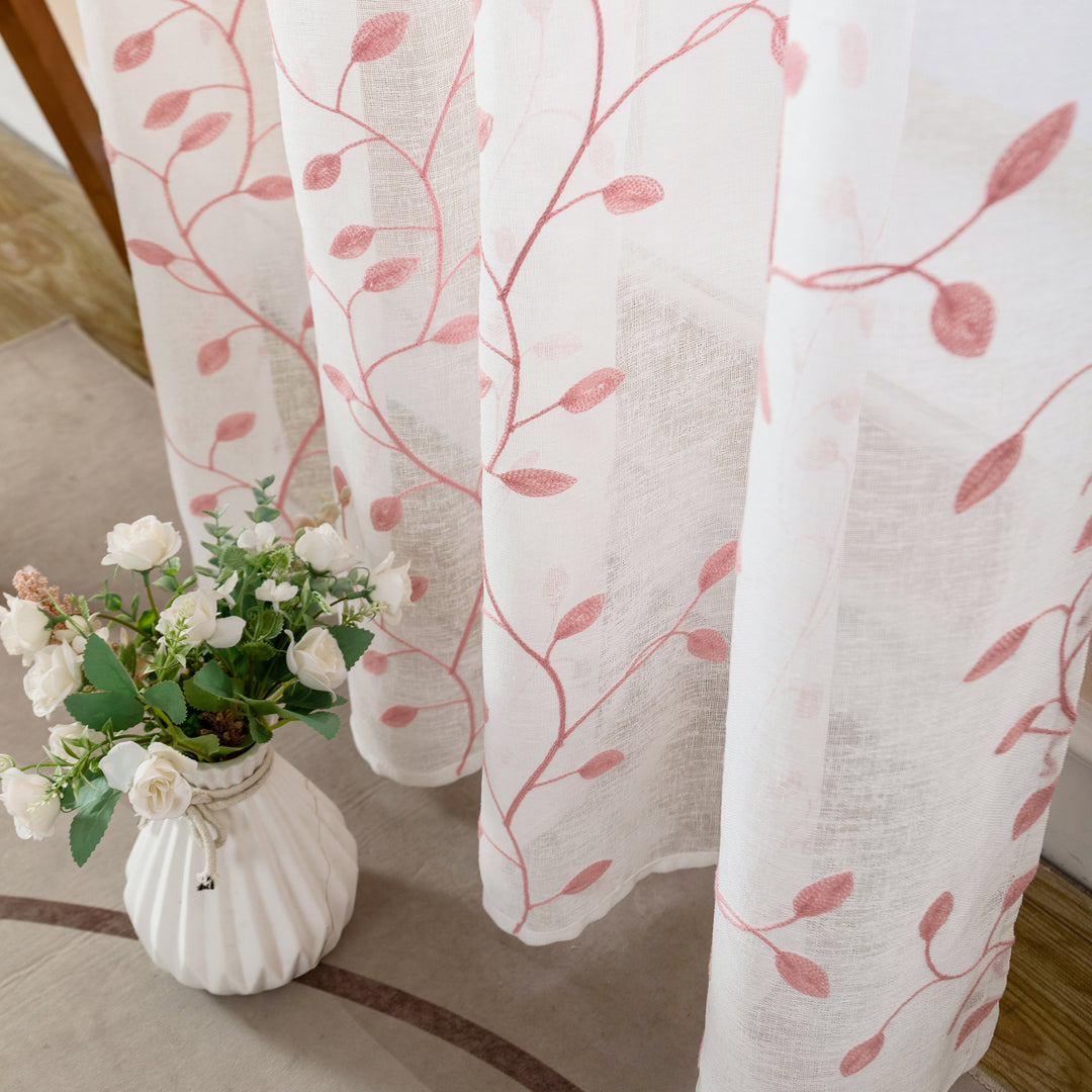 TENDA BALI FILTRANTE IN SIMIL LINO FANTASIA RAMPICANTI 1 PANNELLO 140X285CM ROSA