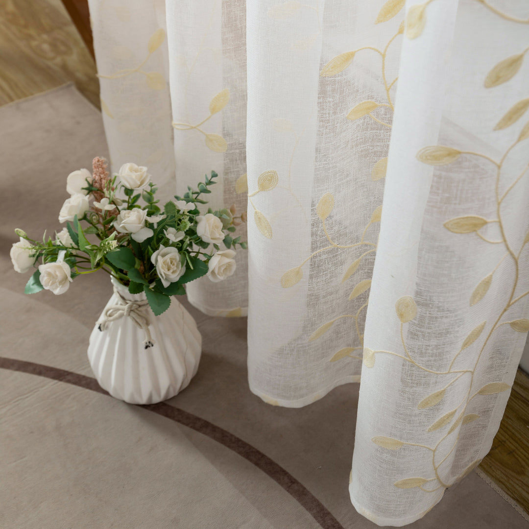 TENDA BALI FILTRANTE IN SIMIL LINO FANTASIA RAMPICANTI 1 PANNELLO 140X285CM CREMA