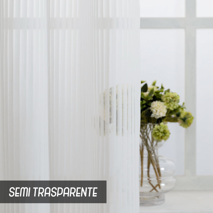 TENDA FILTRANTE FANTASIA A RIGHE VERTICALI 1 PANNELLO 140X285CM BIANCO