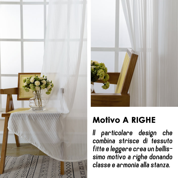 TENDA FILTRANTE FANTASIA A RIGHE VERTICALI 1 PANNELLO 140X285CM BIANCO