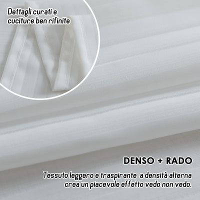 COPPIA TENDE FILTRANTI FANTASIA A RIGHE VERTICALI 2X70X235CM BIANCO