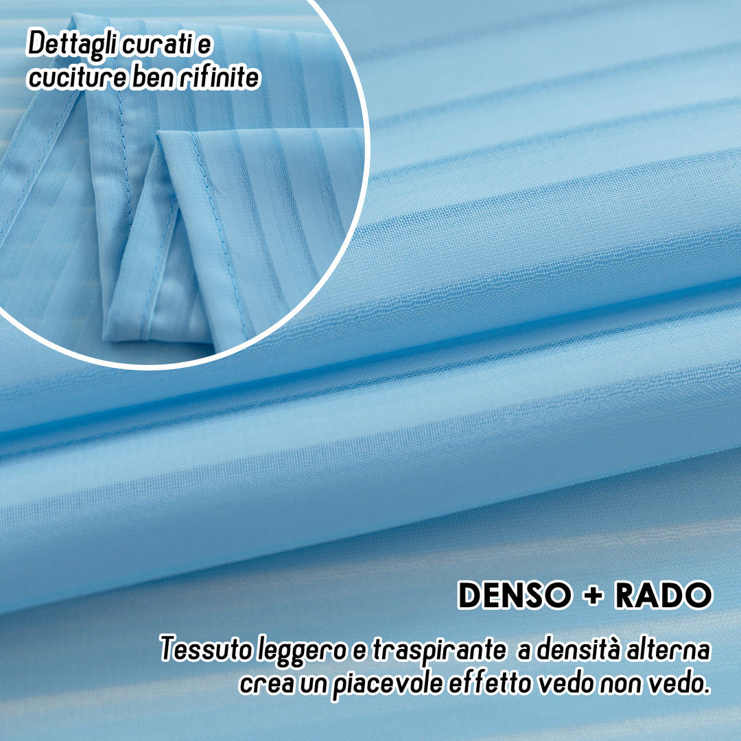 TENDA FILTRANTE FANTASIA A RIGHE VERTICALI 1 PANNELLO 140X285CM CELESTE
