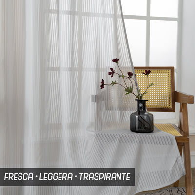 TENDA FILTRANTE FANTASIA A RIGHE VERTICALI 140X285CM GRIGIO