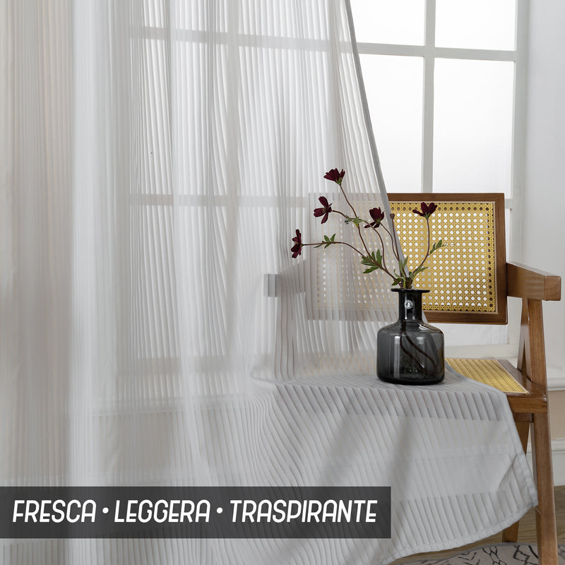 TENDA FILTRANTE FANTASIA A RIGHE VERTICALI 140X285CM GRIGIO