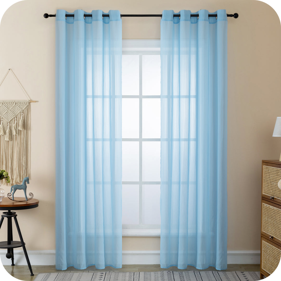 TENDA FILTRANTE FANTASIA A RIGHE VERTICALI 1 PANNELLO 140X285CM CELESTE