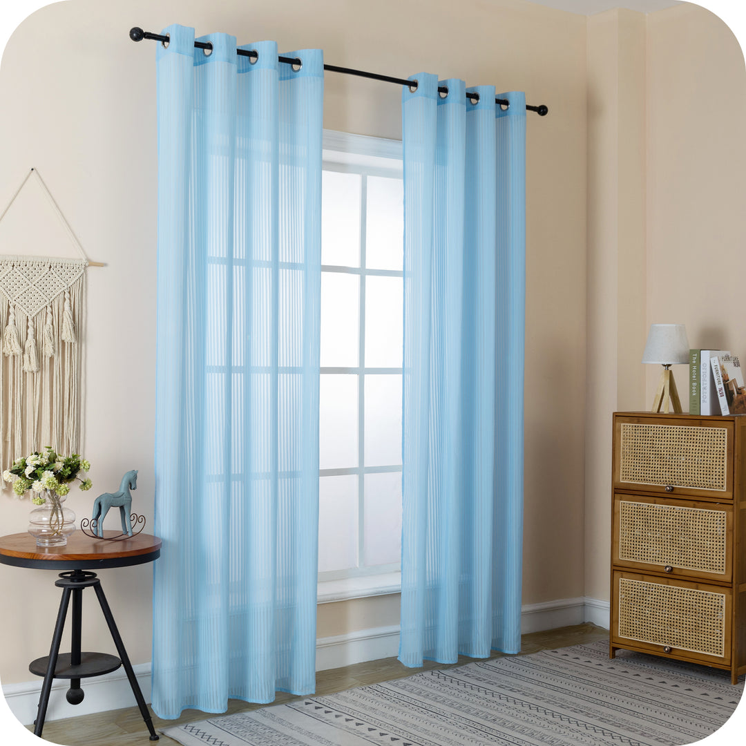 TENDA FILTRANTE FANTASIA A RIGHE VERTICALI 1 PANNELLO 140X285CM CELESTE