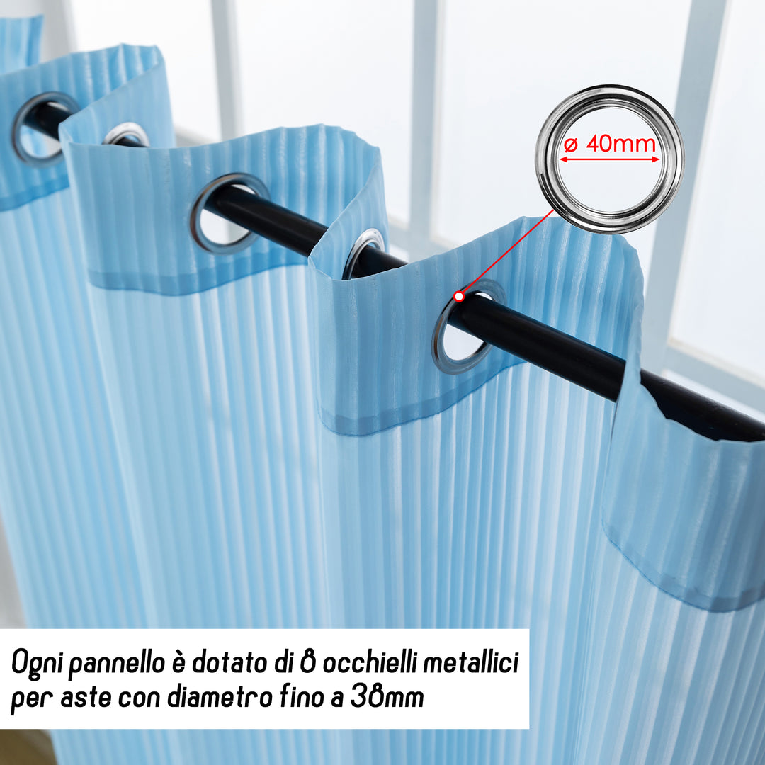 TENDA FILTRANTE FANTASIA A RIGHE VERTICALI 1 PANNELLO 140X285CM CELESTE