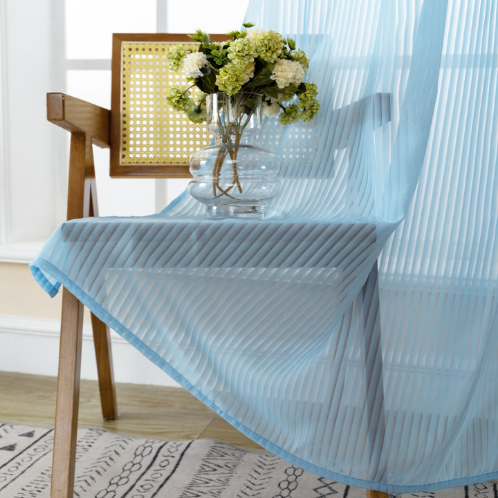 TENDA FILTRANTE FANTASIA A RIGHE VERTICALI 1 PANNELLO 140X285CM CELESTE