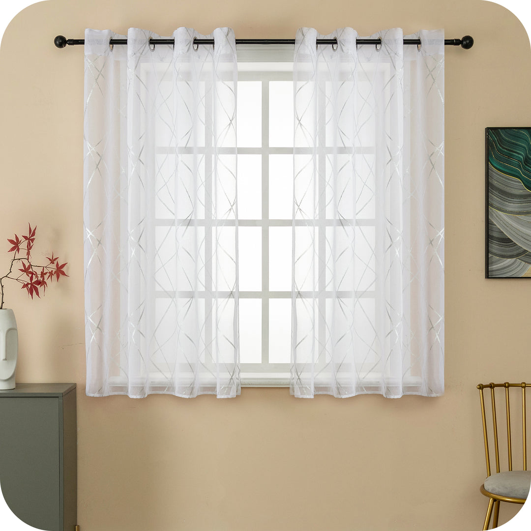 TENDA TENERIFE VOILE FILTRANTE FANTASIA GEOMETRICA 1 PANNELLO 140X145CM ARGENTO