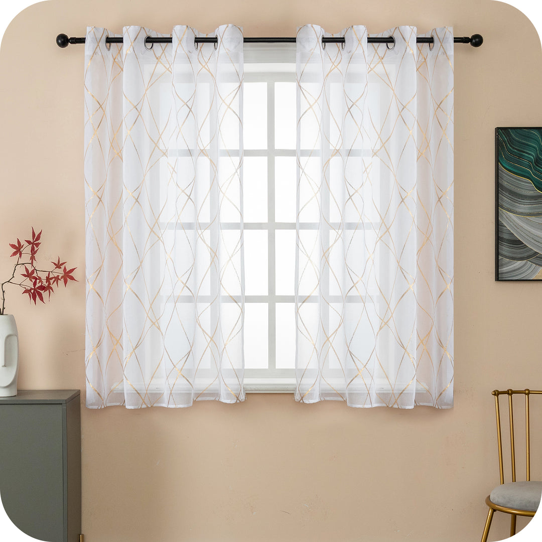 TENDA TENERIFE VOILE FILTRANTE FANTASIA GEOMETRICA 1 PANNELLO 140X145CM ORO