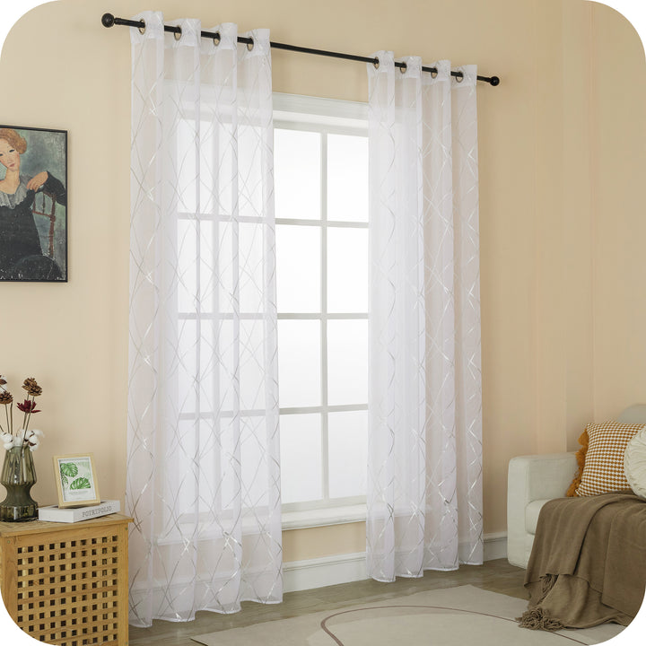 TENDA TENERIFE VOILE FILTRANTE FANTASIA GEOMETRICA 1 PANNELLO 140X235CM ARGENTO