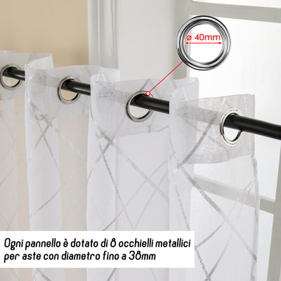 TENDA TENERIFE VOILE FILTRANTE FANTASIA GEOMETRICA 140X290CM ARGENTO