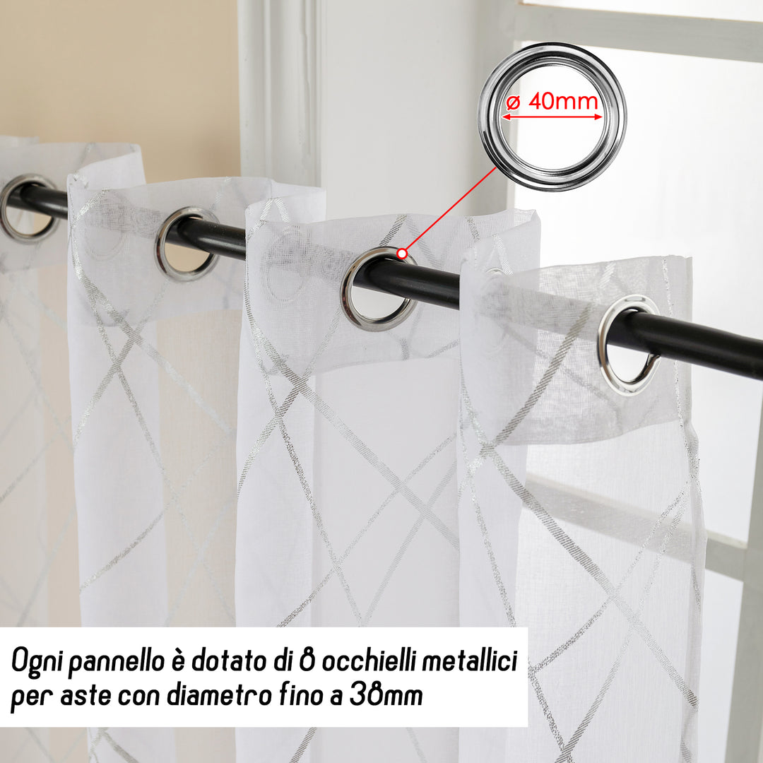 TENDA TENERIFE VOILE FILTRANTE FANTASIA GEOMETRICA 1 PANNELLO 140X145CM ARGENTO