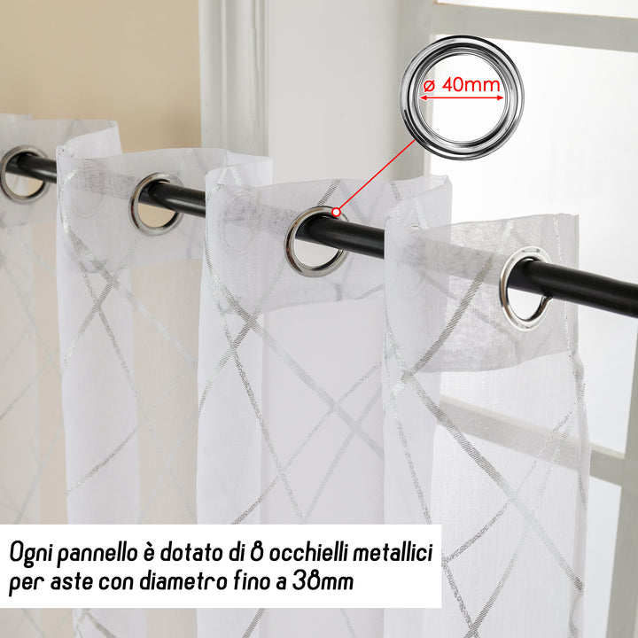 TENDA TENERIFE VOILE FILTRANTE FANTASIA GEOMETRICA 1 PANNELLO 140X145CM ARGENTO