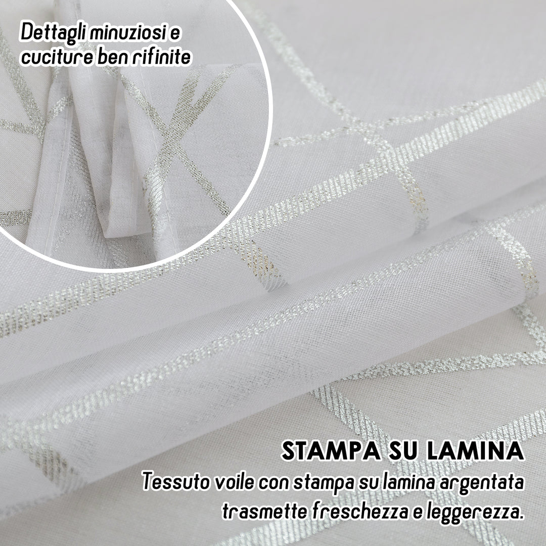 TENDA TENERIFE VOILE FILTRANTE FANTASIA GEOMETRICA 1 PANNELLO 140X235CM ARGENTO