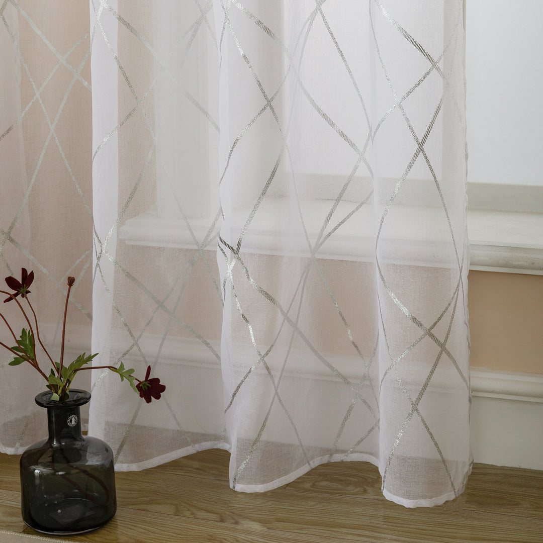 TENDA TENERIFE VOILE FILTRANTE FANTASIA GEOMETRICA 1 PANNELLO 140X290CM ARGENTO